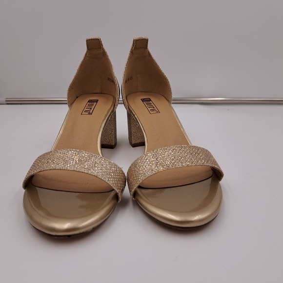 IDIFU Shiny Goldtone Lime Sandals Block Heel 6.5 - Picture 3 of 8